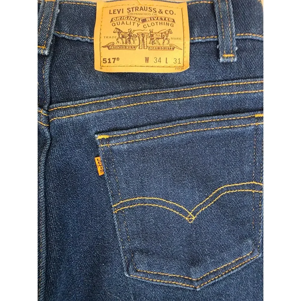Levi's 517 Bootcut Jeans Men's 34x28 Dark Wash USA Vintage Orange Tab